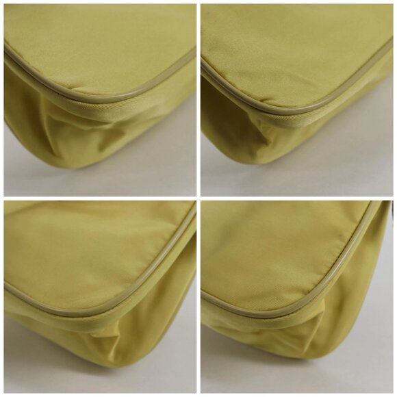 PRADA Chain Hand Bag Nylon Yellow Gold Auth 139937V - Picture 14 of 16